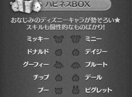 ツムツムのハピネスBOXのマイツム一覧 image 0